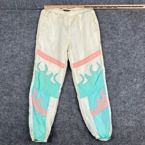 Pink Dolphin Track Pants Womens M Cream Pastel Flame Windbreaker Joggers